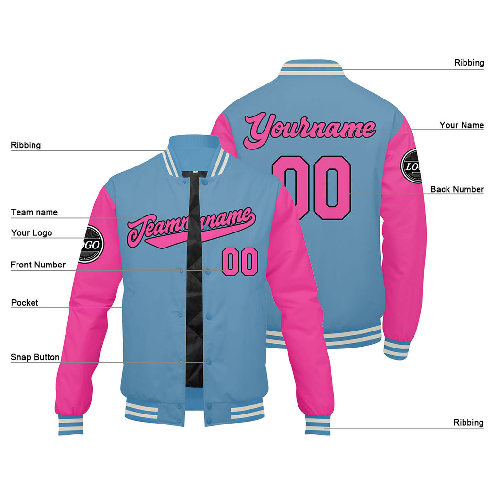 Custom Varsity Jacket Letterman jacket for Men, Women and Youth Pink enthsush