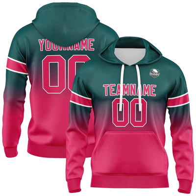 Custom Gradient Sweatshirt Hoodie For Man Woman Girl Boy Print Your Logo Name Number Dark Green&Pink enthsush