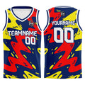 Custom Navy Red Yellow Basketball Jersey Uniform Suit Printed Your Logo Name Number enthsush