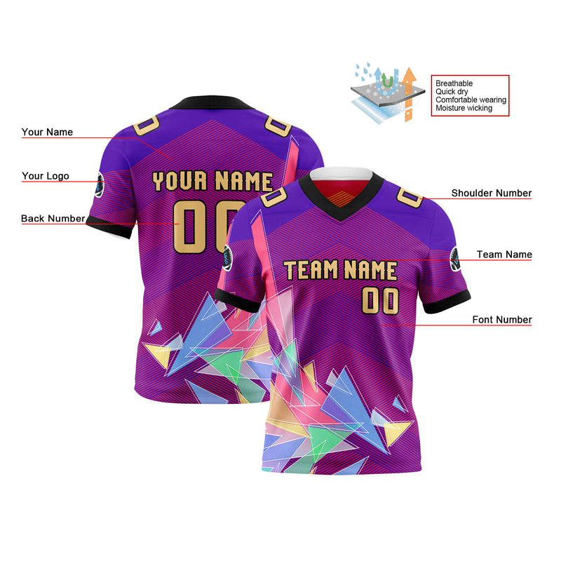 Custom Orange Purple Football Jersey Personalized Gradient Football Shirts for Men Printed Team Name Number Logo