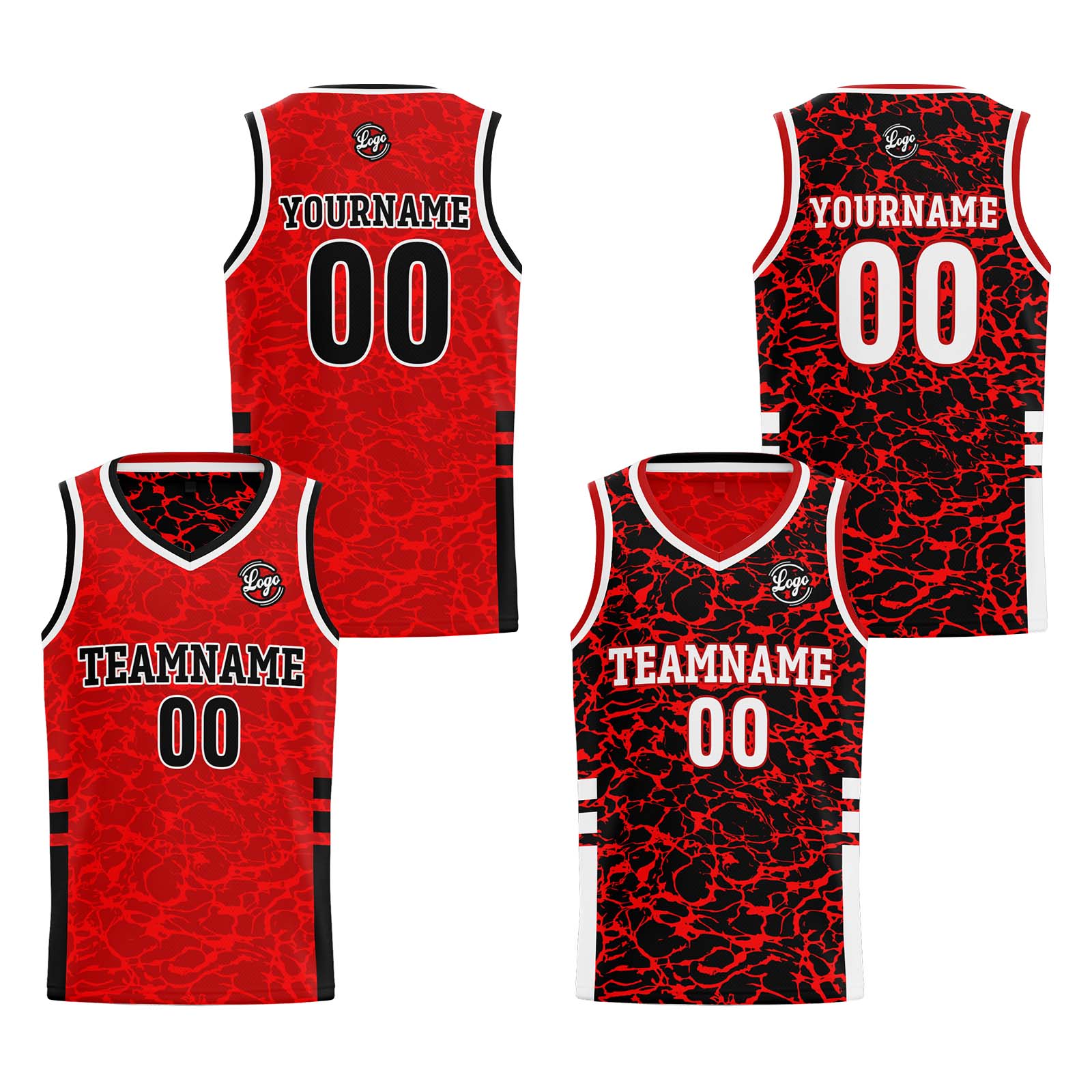 Custom Red Reversible Basketball Suit for Adults and Kids Personalized Jersey enthsush