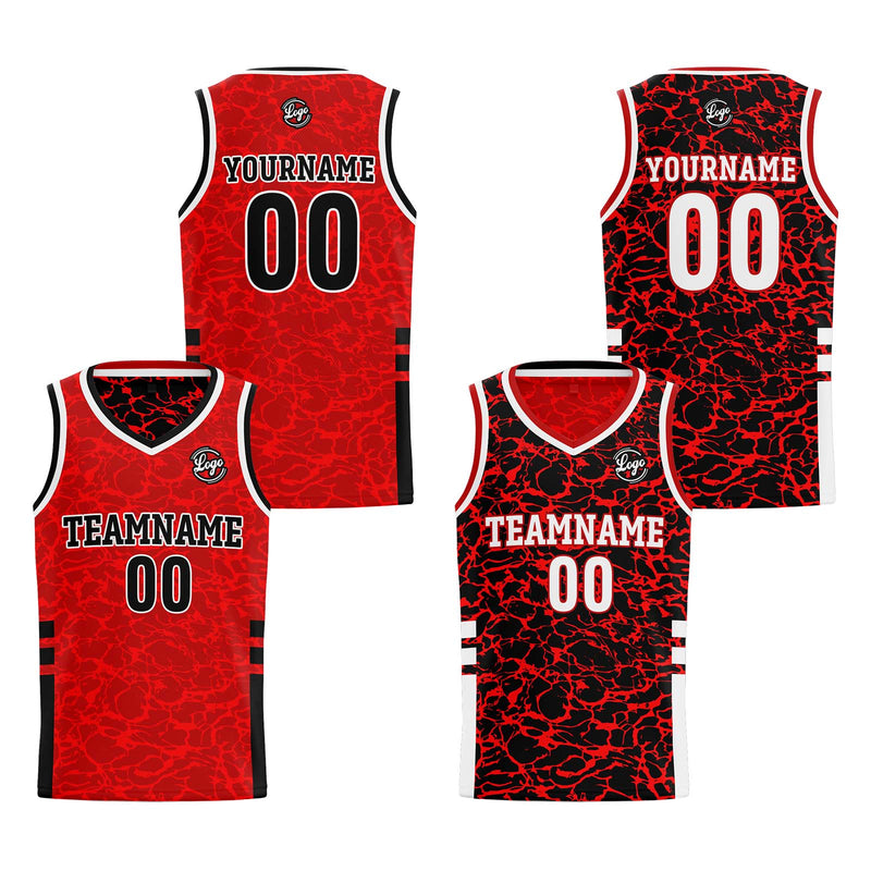 Custom Red Reversible Basketball Suit for Adults and Kids Personalized Jersey