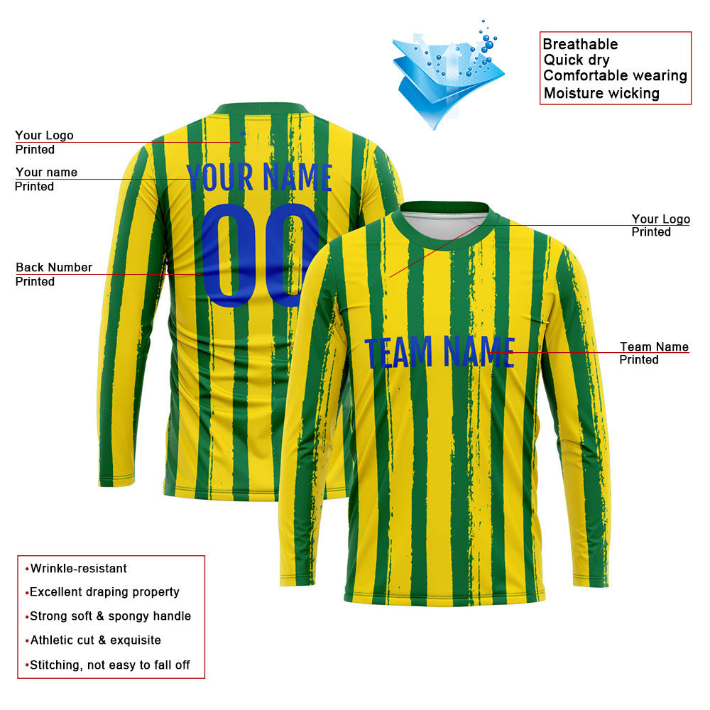 Custom Basketball Soccer Football Shooting Long T-Shirt for Adults and Kids Stripe-Green enthsush