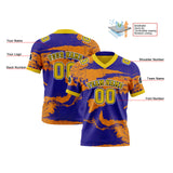 Custom Blue Orange Football Jersey Personalized Gradient Football Shirts for Men Printed Team Name Number Logo