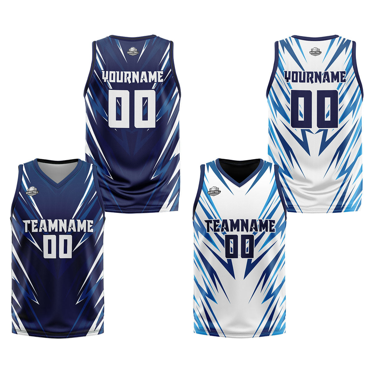 Custom Dark Blue Reversible Basketball Suit for Adults and Kids Personalized Jersey enthsush