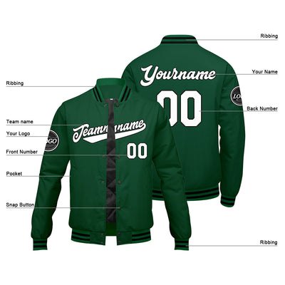 Custom Varsity Jacket Letterman jacket for Men, Women and Youth Green Black White enthsush