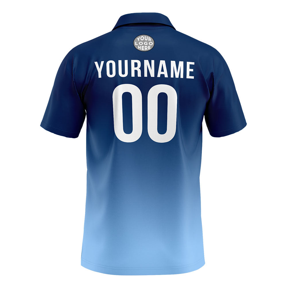 Custom Navy Light Blue Football Polo Shirts Add Your Unique Logo/Name/Number enthsush