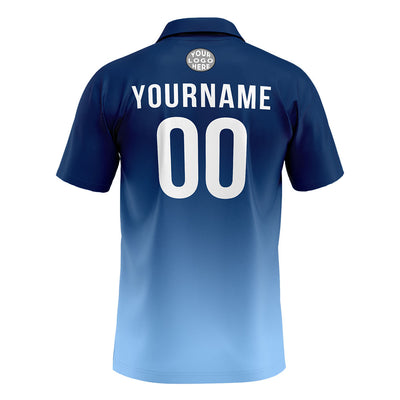 Custom Navy Light Blue Football Polo Shirts Add Your Unique Logo/Name/Number enthsush