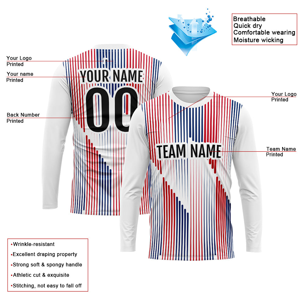 Custom Basketball Soccer Football Shooting Long T-Shirt for Adults and Kids White-Red-Navy enthsush