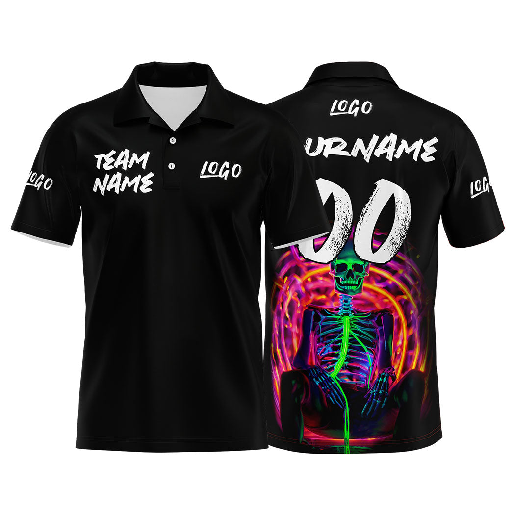Custom Football Polo Shirts  Add Your Unique Logo/Name/Number Black&Green enthsush