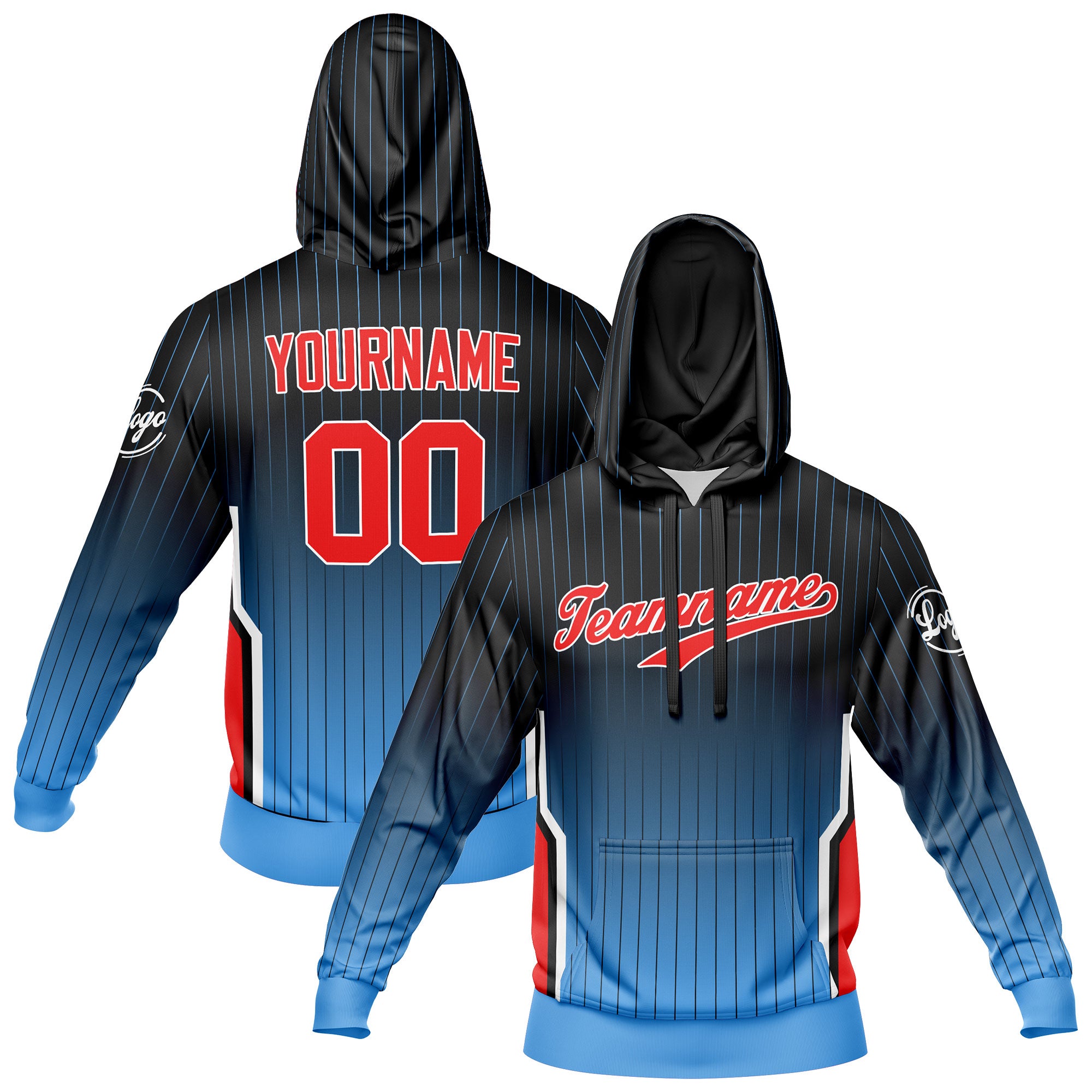 Custom Black Blue Sweatshirt Hoodie For Men Women Girl Boy Print Your Logo Name Number enthsush