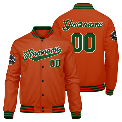 Custom Varsity Jacket Letterman jacket for Men, Women and Youth Dark Green Orange enthsush