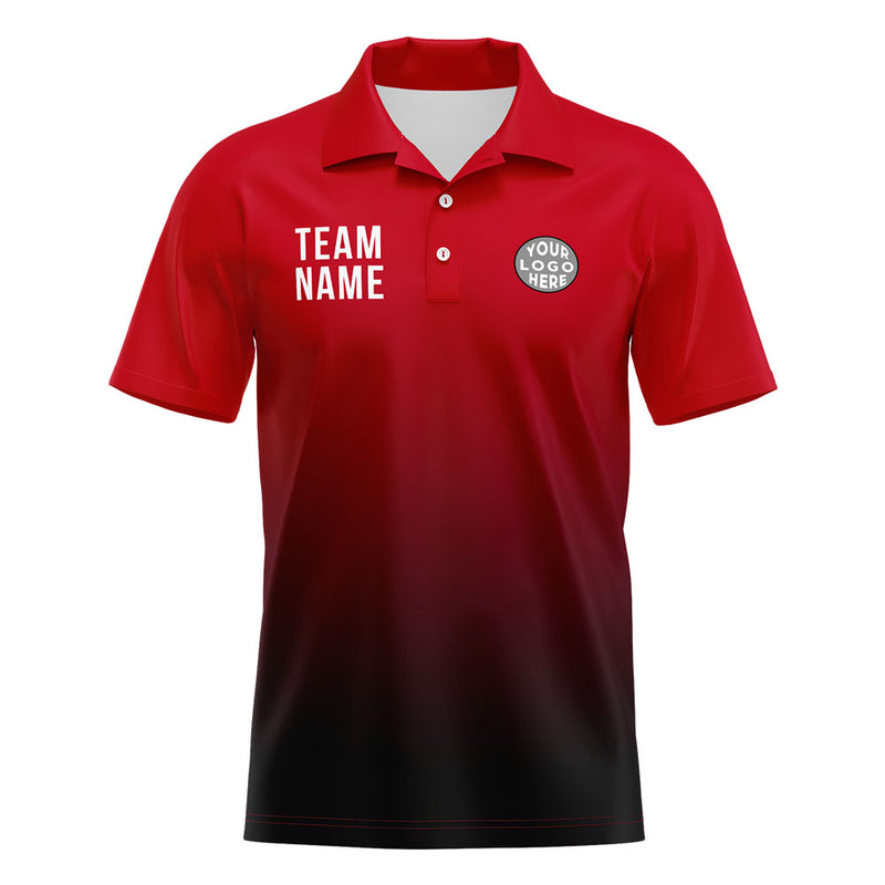 Custom Red Black White Football Polo Shirts Add Your Unique Logo/Name/Number