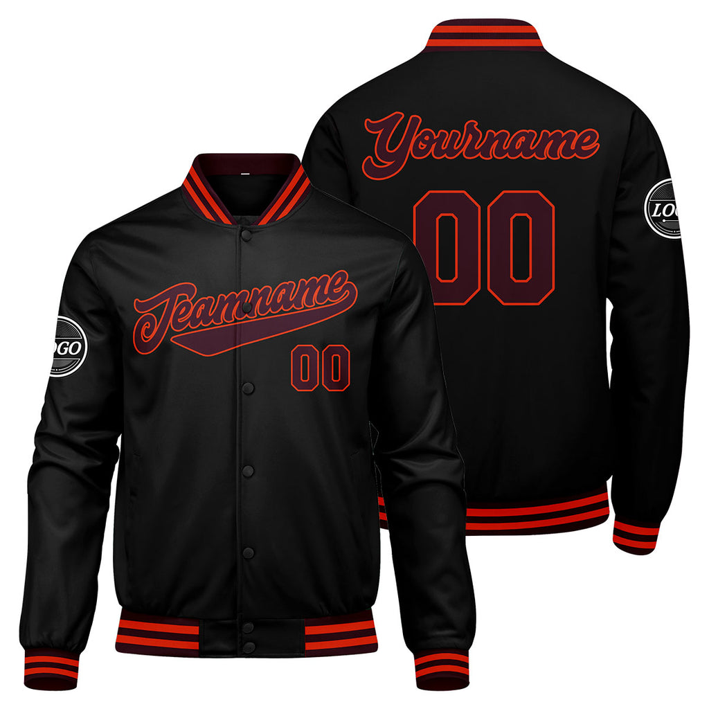 Custom Varsity Jacket Letterman jacket for Men, Women and Youth Marroon Black Orange enthsush