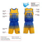 Custom Basketball Jersey Uniform Suit Printed Your Logo Name Number Blue-Yellow