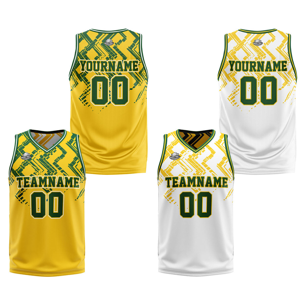 Custom Yellow Green Reversible Basketball Suit for Adults and Kids Personalized Jersey enthsush