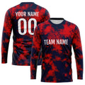 Custom Basketball Soccer Football Shooting Long T-Shirt for Adults and Kids Red-Navy enthsush
