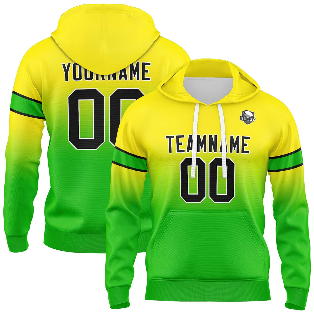 Custom Gradient Hoodie For Man Woman Girl Boy Print Your Logo Name Number Yellow&Green enthsush