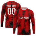 Custom Basketball Soccer Football Shooting Long T-Shirt for Adults and Kids Red-Black enthsush