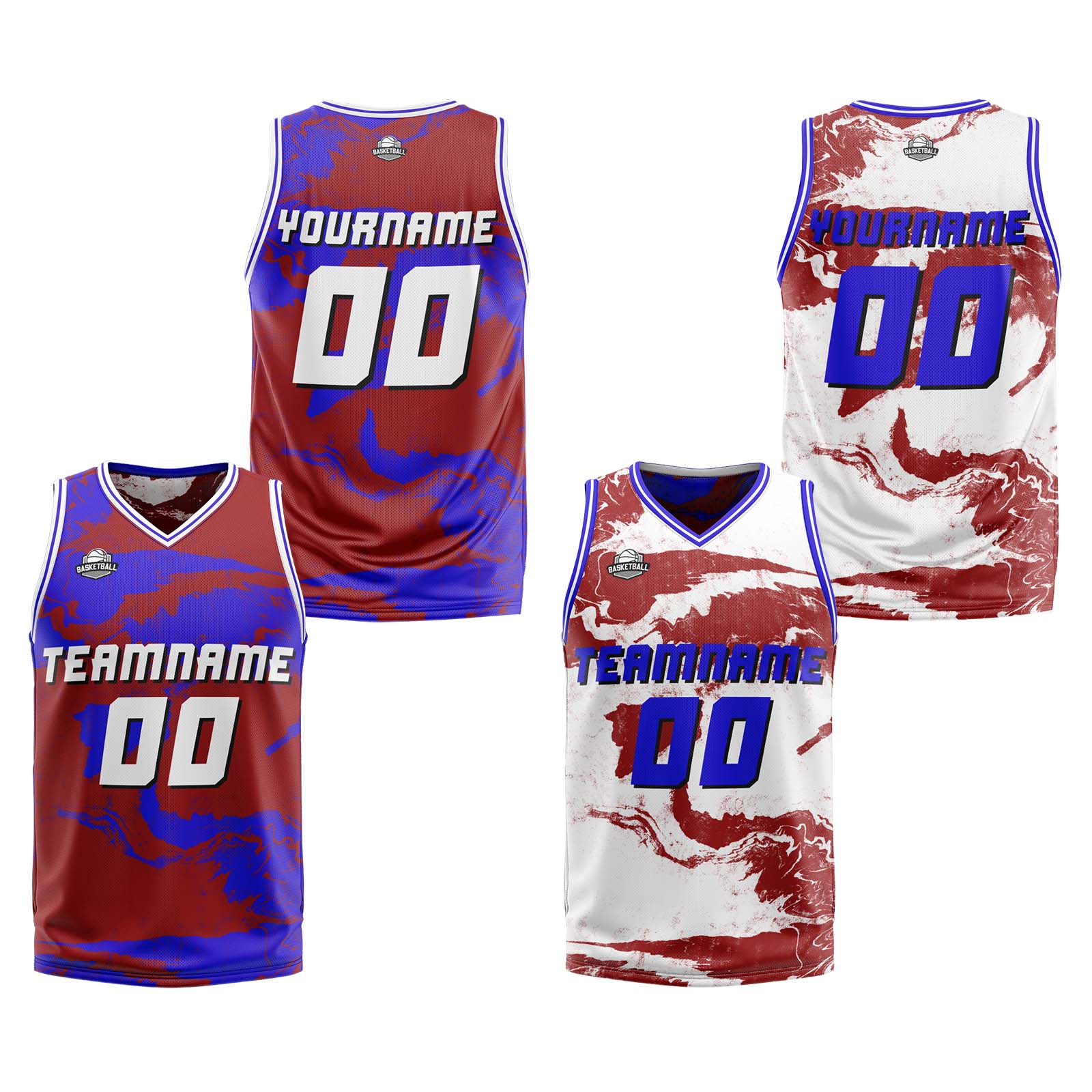 Custom Red Royal Reversible Basketball Suit for Adults and Kids Personalized Jersey enthsush