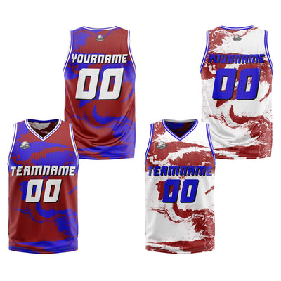 Custom Red Royal Reversible Basketball Suit for Adults and Kids Personalized Jersey enthsush