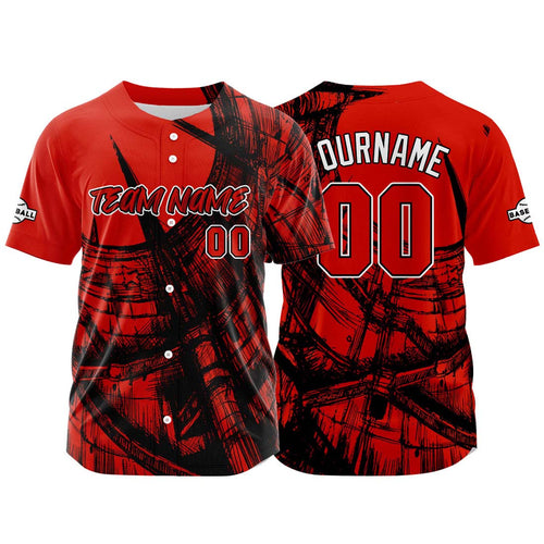 Custom Baseball Uniforms High-Quality for Adult Kids Optimized for Performance Staircase-Red enthsush