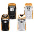 Custom Black Orange Reversible Basketball Suit for Adults and Kids Personalized Jersey enthsush