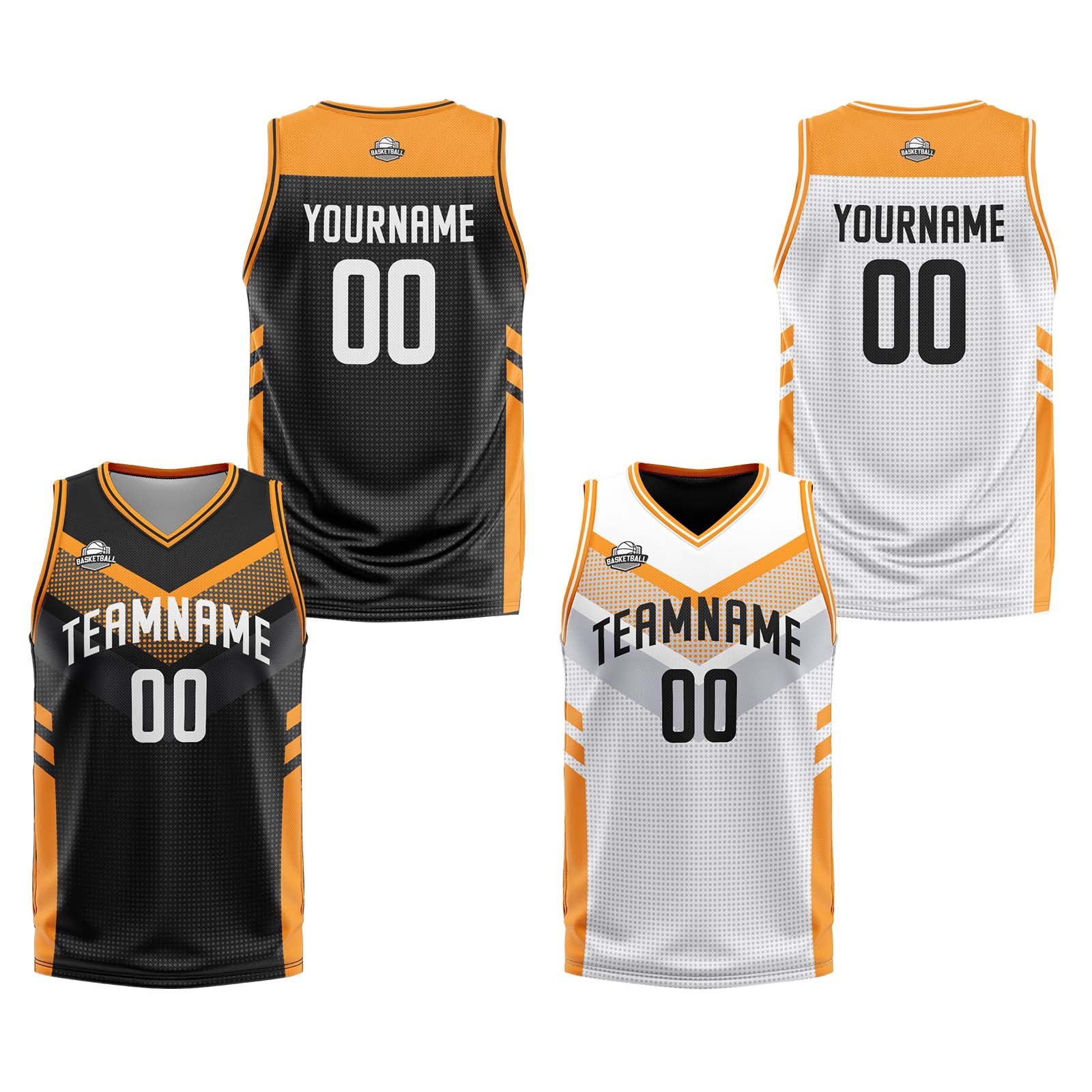Custom Black Orange Reversible Basketball Suit for Adults and Kids Personalized Jersey enthsush