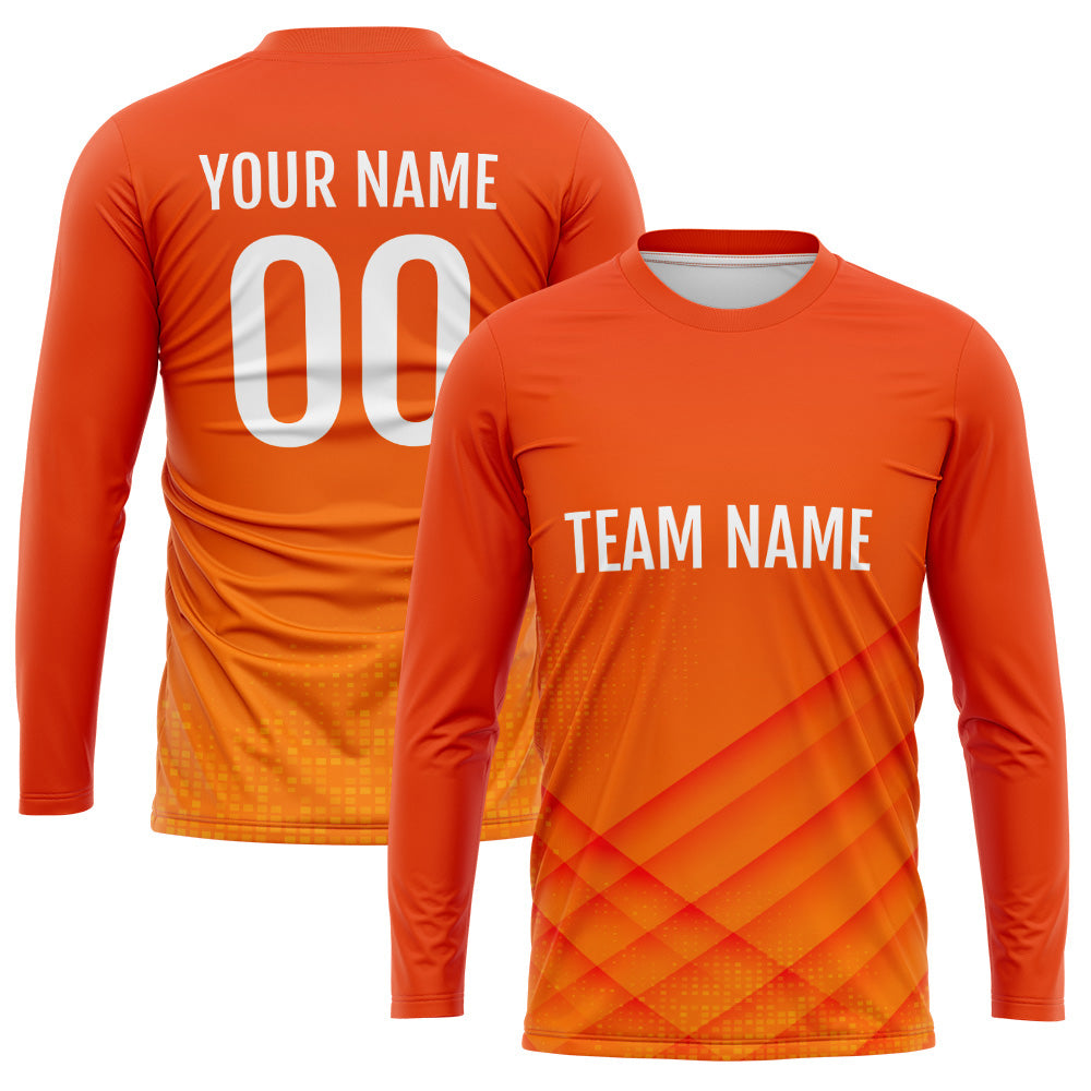Custom Basketball Soccer Football Shooting Long T-Shirt for Adults and Kids Orange enthsush