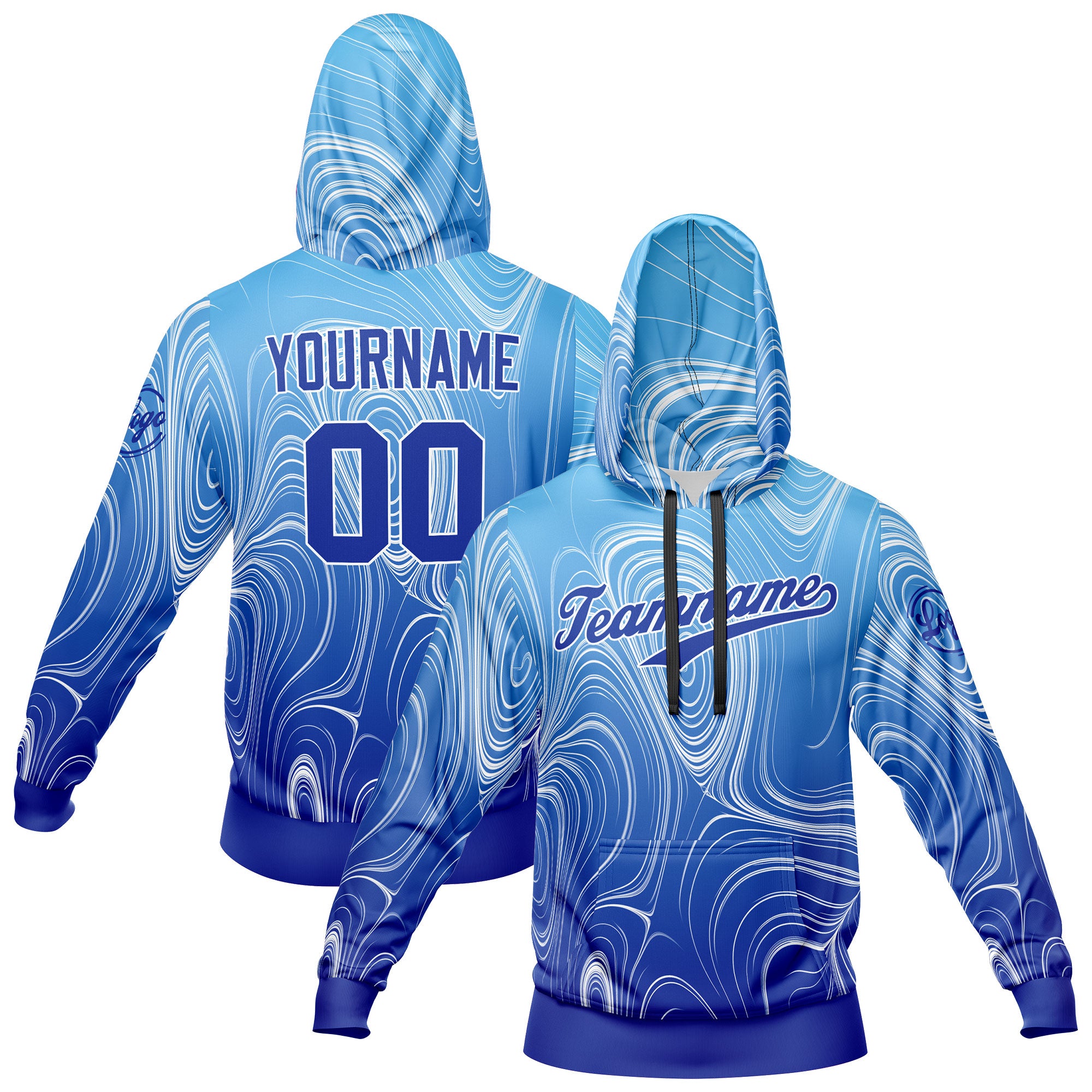 Custom Blue Sweatshirt Hoodie For Men Women Girl Boy Print Your Logo Name Number enthsush