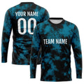 Custom Basketball Soccer Football Shooting Long T-Shirt for Adults and Kids Blue-Black enthsush