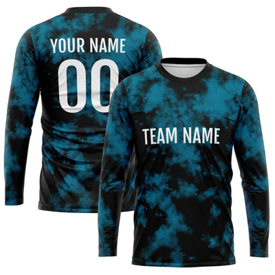 Custom Basketball Soccer Football Shooting Long T-Shirt for Adults and Kids Blue-Black enthsush