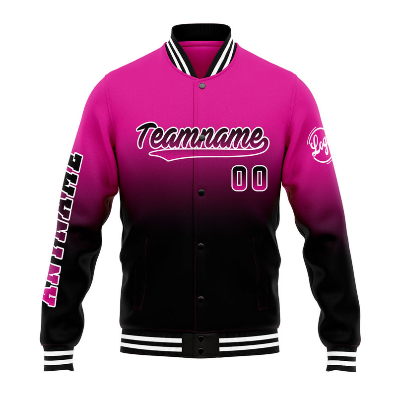 Custom Gradient Varsity Jacket Letterman jacket for Men, Women and Youth Rose&Black