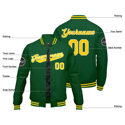Custom Varsity Jacket Letterman jacket for Men, Women and Youth Green Yellow enthsush