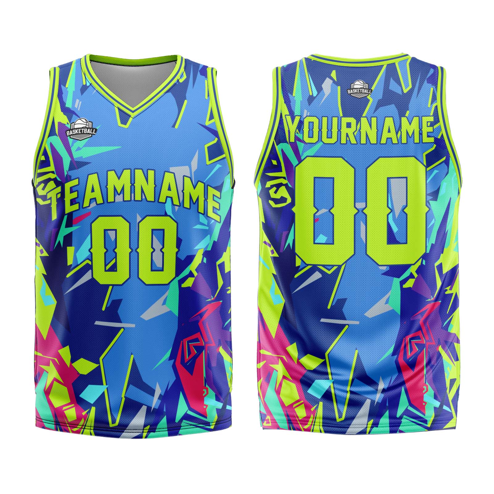Custom Broken Neon Green Basketball Jersey Uniform Suit Printed Your Logo Name Number enthsush