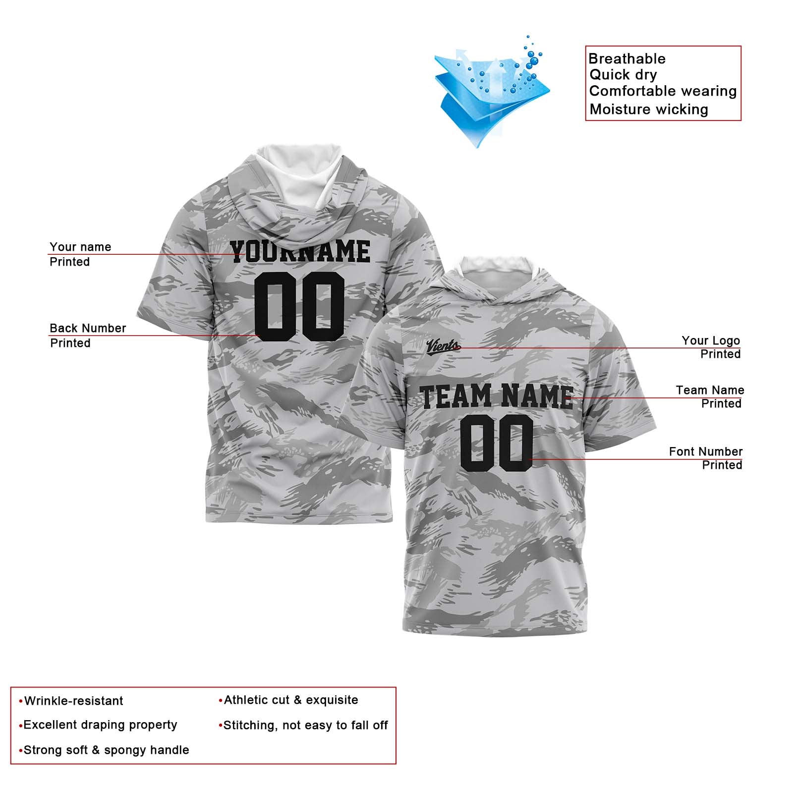 Custom Grey Sleeve Hoodies for Men Women Shirts with Hoods Printed Name Logo enthsush