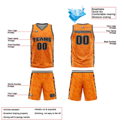 Custom Orange Reversible Basketball Suit for Adults and Kids Personalized Jersey enthsush