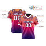 Custom Purple Orange Reversible Football Jersey Personalized Gradient Football Shirts for Men Printed Team Name Number Logo