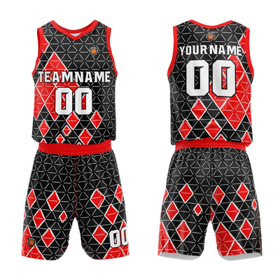 Custom Black Red Basketball Jersey Uniform Suit Printed Your Logo Name Number enthsush