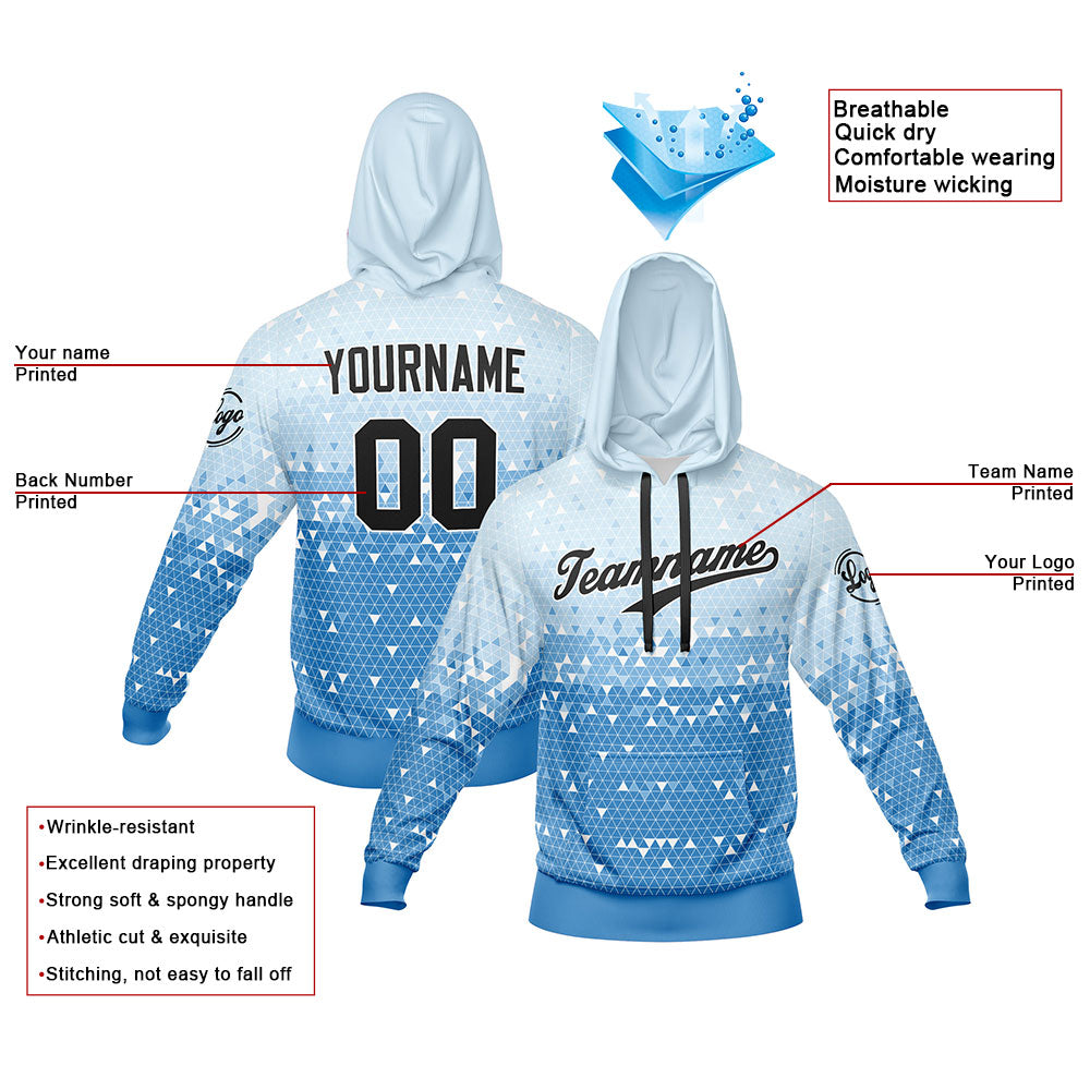 Custom Light Blue Sweatshirt Hoodie For Men Women Girl Boy Print Your Logo Name Number enthsush
