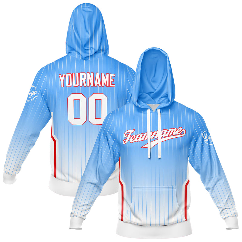 Custom Light Blue Sweatshirt Hoodie For Men Women Girl Boy Print Your Logo Name Number