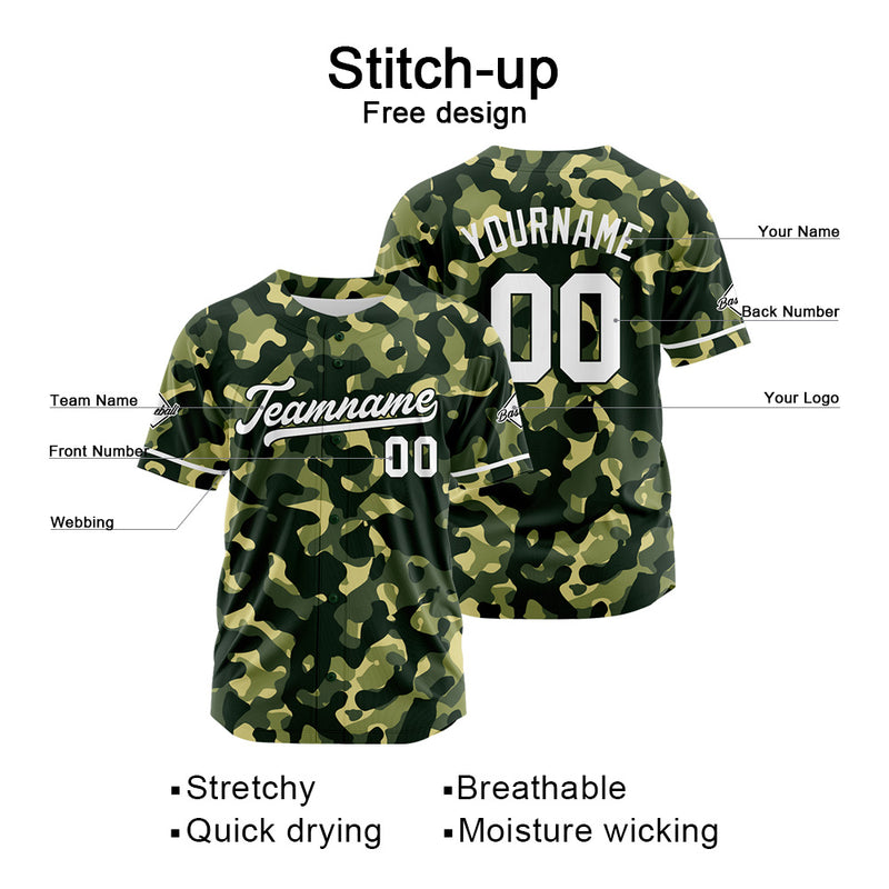Custom Full Print Design Authentic Baseball Jersey camouflage