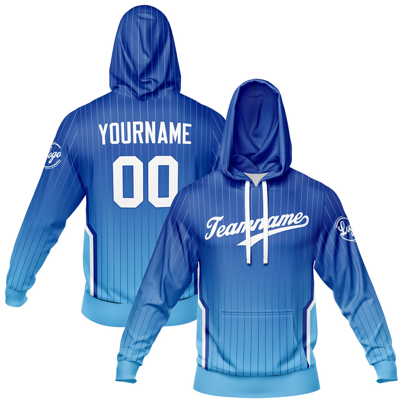 Custom Blue Sweatshirt Hoodie For Men Women Girl Boy Print Your Logo Name Number