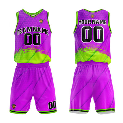 Custom Purple Green Basketball Jersey Uniform Suit Printed Your Logo Name Number enthsush