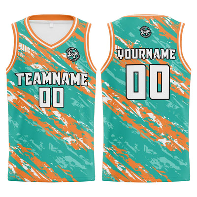 Custom Teal Orange Basketball Jersey Uniform Suit Printed Your Logo Name Number enthsush
