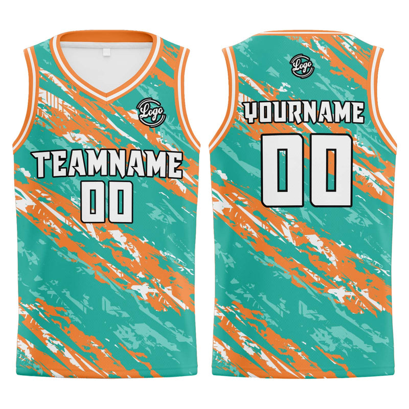 Custom Teal Orange Basketball Jersey Uniform Suit Printed Your Logo Name Number