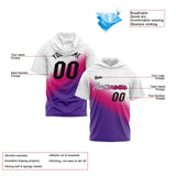 Custom White Pink Purple Short Sleeve Hoodies for Men Women Shirts with Hoods Printed Name Logo