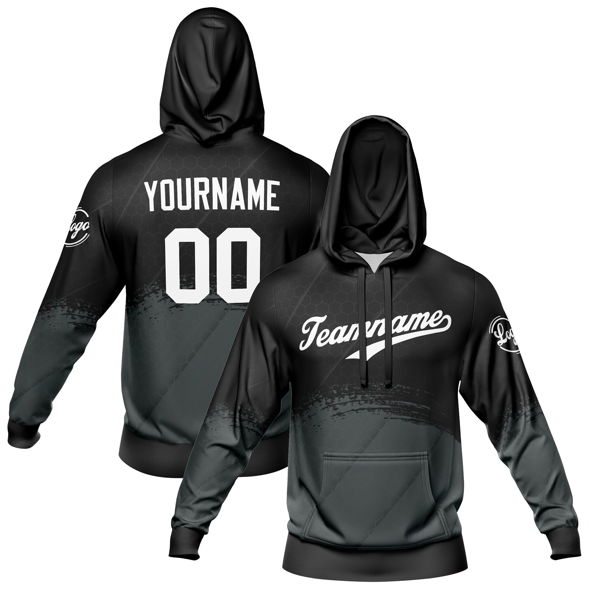 Custom Black Gray Sweatshirt Hoodie For Men Women Girl Boy Print Your Logo Name Number enthsush