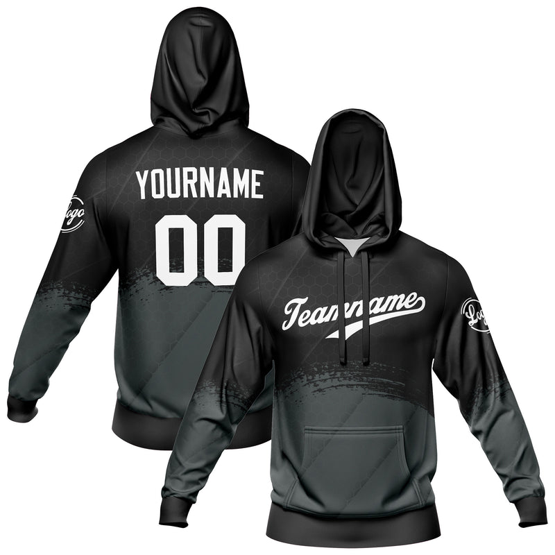 Custom Black Gray Sweatshirt Hoodie For Men Women Girl Boy Print Your Logo Name Number