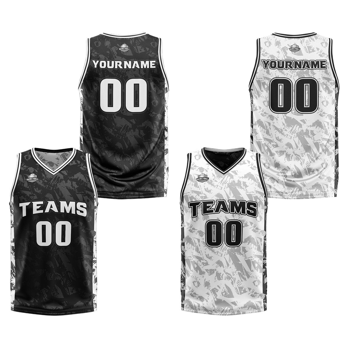 Custom Black Grey Reversible Basketball Suit for Adults and Kids Personalized Jersey enthsush